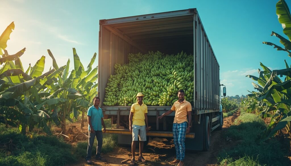 lucid-origin_A_modern_agricultural_scene_in_Uganda_showing_a_large_clean_cargo_lorry_fully_lo-0